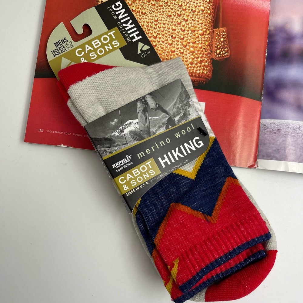 Men Cabot and Sons Mens Merino Wool Micro Crew Hiking Socks Large